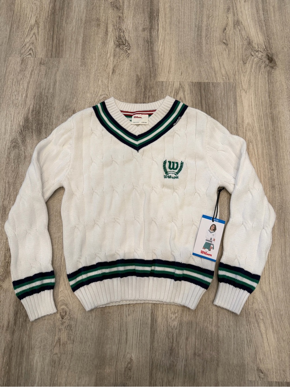 Wilson Girls Cable Knit Tennis Sweater L 10/12 NWT Preppy